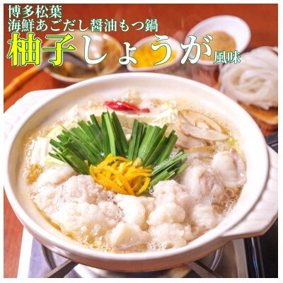 松葉の博多もつ鍋セット「海鮮あごだし醤油(柚子しょうが風味)」2人前～3人前 AL09