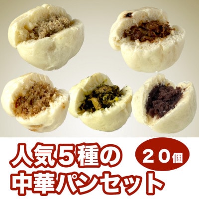 【福岡市】人気5種の中華パン 20個セット KR01