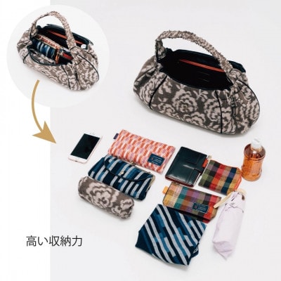 伝統工芸品“絣”を使った【ギャザーバッグ】《福岡市製造》 GZ04