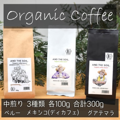 AND THE SOIL.オーガニックコーヒー豆GUA/MEX/PER 中煎り各100g ME19