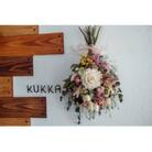 福岡市で製作したドライフラワースワッグ(ピンクブーケM) QA01