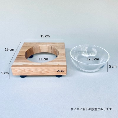 ペットフードテーブル　hole SS(福岡市内製造)(ガラスボウル付き)(福岡市) VL010