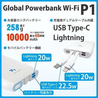 10000mAh モバイルバッテリー P1 [多機能搭載] ABM001
