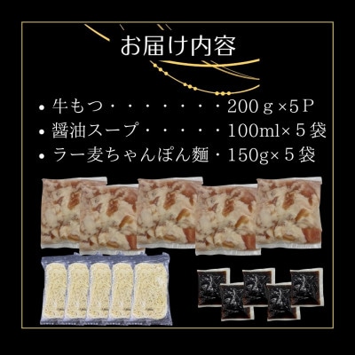 こだわりスープもつ鍋(醤油味)10人前セット!福岡特産ラー麦使用ちゃんぽん麺付(福岡市) ZT023