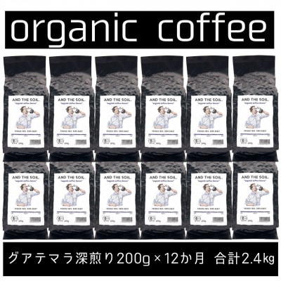 【毎月定期便】ANDTHESOIL.焙煎オーガニックコーヒー豆GUA深煎り200g ME32全12回