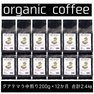【毎月定期便】ANDTHESOIL.焙煎オーガニックコーヒー豆GUA中煎り200g ME33全12回