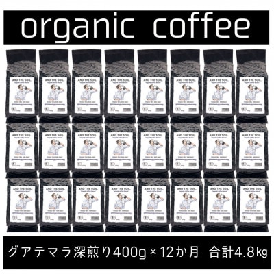 【毎月定期便】ANDTHESOIL.焙煎オーガニックコーヒー豆GUA深煎り400g ME34全12回
