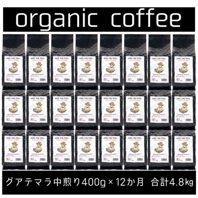 【毎月定期便】ANDTHESOIL.焙煎オーガニックコーヒー豆GUA中煎り400g ME35全12回