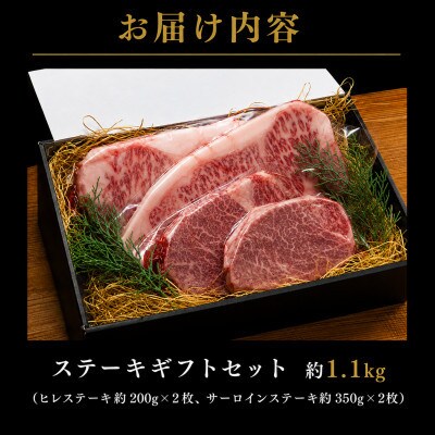 【セット】博多和牛A5ランクヒレサーロインステーキギフト　各2枚　合計約1.1kg　ACJ006