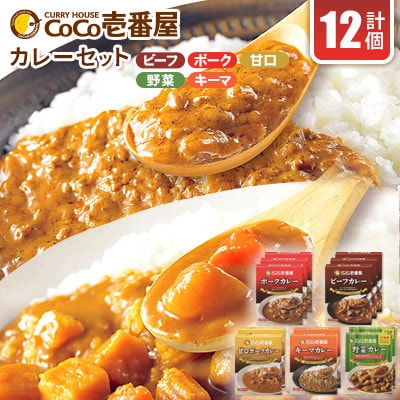 【毎月定期便】ココイチカレーDセット(ビーフ/ポーク各3・甘口/野菜/キーマ各2)計12個全12回