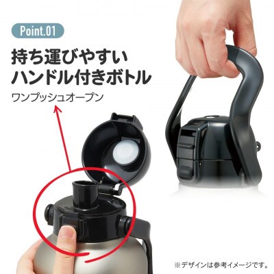 ハンドル付きワンブッシュダイレクトボトル2000ml シルバー STD20H