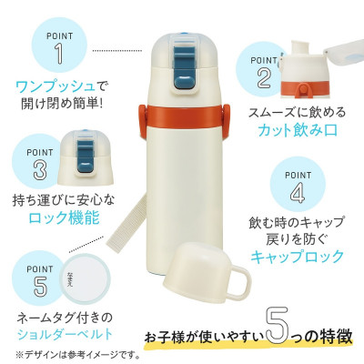2WAYステンレスボトル(コップ飲み350ml/直飲み420ml)【ディノサウルス】 639326