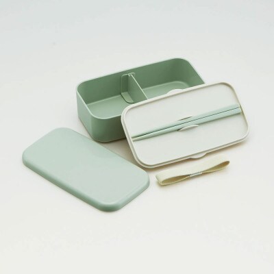 箸付き 弁当箱 600ml 1段 PLB6HB セピアカラー グリーン skt100 668371