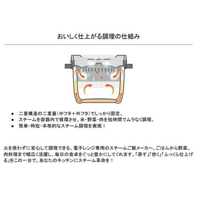 電子レンジ専用 スチームごはんメーカー 二合用 MWMR2 ホワイト skt166 736544