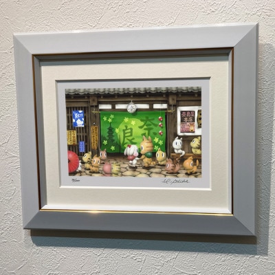 芳岡ひできのインチ版画『奈良屋本店』