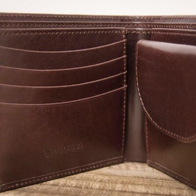 本革シンプルな二つ折り財布 ブラウン 63-002-2