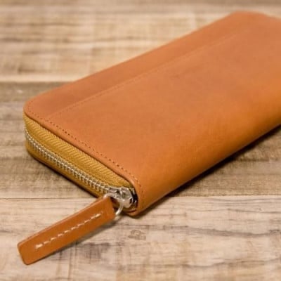 本革ラウンド財布 キャメル 45-013-2