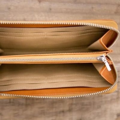 本革ラウンド財布 キャメル 45-013-2