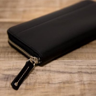 本革ラウンド財布 ブラック 45-013-3