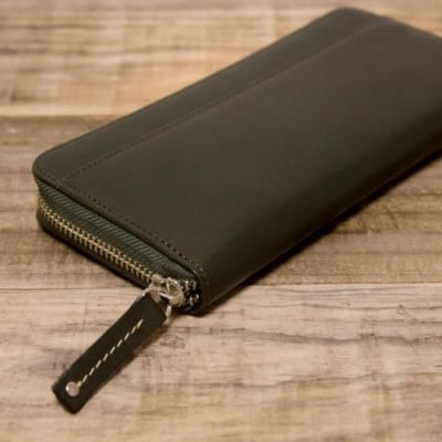 本革ラウンド財布 ダークグリーン 45-013-4