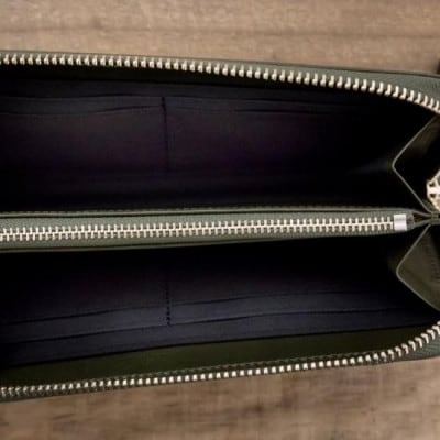 本革ラウンド財布 ダークグリーン 45-013-4