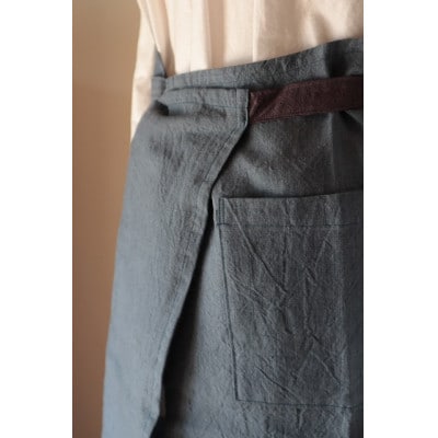 【さとふる限定・Fu-raのリネンのエプロン】BAKER(ターコイズ)