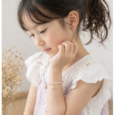 奈良の子鹿の天然石ブレスレット|ローズクオーツ|キッズサイズ