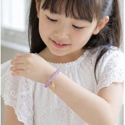 奈良の子鹿の天然石ブレスレット|アメジスト|キッズサイズ