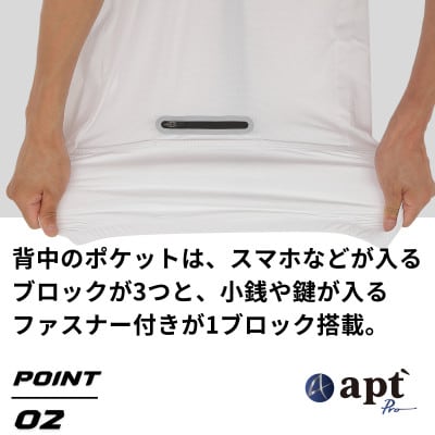 apt'PRO サイクルジャージ 半袖 メンズ 接触冷感 吸汗速乾 ストレッチ ホワイト-Mサイズ