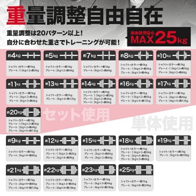 ダンベル バーベル 2WAY 【20kg×2個セット】 可変式ダンベル