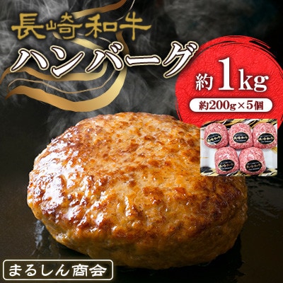 【毎月定期便】長崎和牛 ハンバーグ 約1kg(約200g×5個)全6回