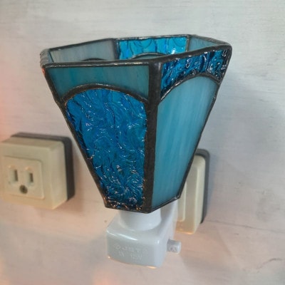 おやすみランプ【六面体　水色系】5W電球付き