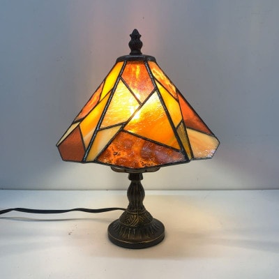 ステンドグラス ランプ 【スタンド型　色彩　オレンジ】