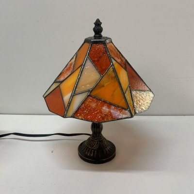 ステンドグラス ランプ 【スタンド型　色彩　オレンジ】
