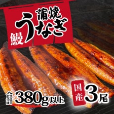 【訳あり】国産うなぎ 蒲焼き 3尾 セット ( 380g以上 )  大きさ 不揃い 山椒付き