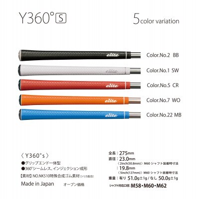 Y360Sスタンダードサイズ　エリートグリップ　バックライン無　ブルー　5本セット　東大阪市