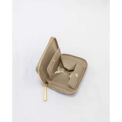 [BEIGE] 本革ラウンドファスナー二つ折り財布　BONNY (ボニー)