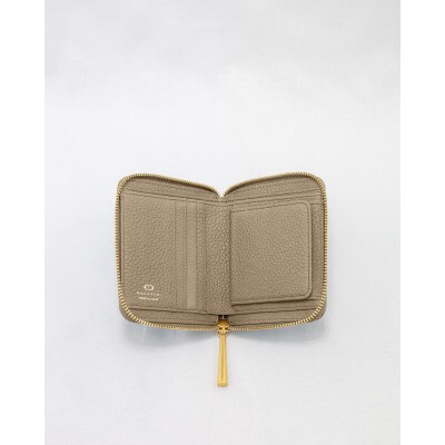 [BEIGE] 本革ラウンドファスナー二つ折り財布　BONNY (ボニー)