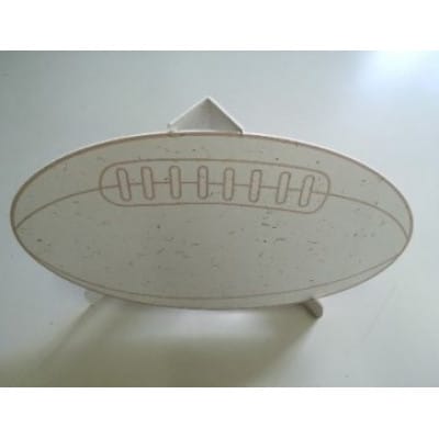 東大阪市花園ラグビー場の天然芝入りラグビーボール型　色紙【スタンド付き】10枚