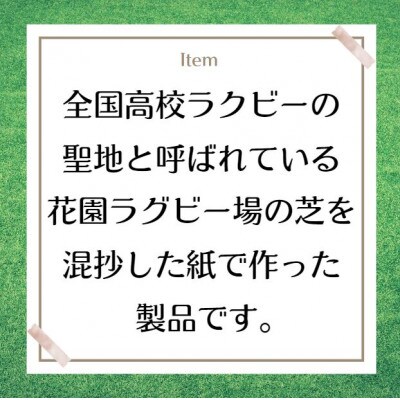 東大阪市花園ラグビー場の天然芝入りラグビーボール型　色紙【スタンド付き】10枚