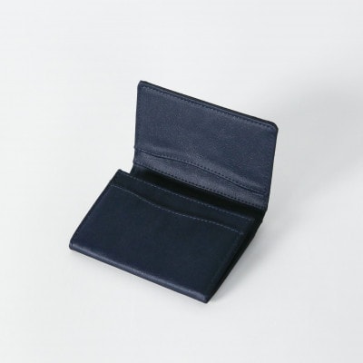 レザー調生地　名刺入れ/カードケース　ネイビー　日本製