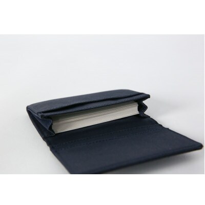 レザー調生地　名刺入れ/カードケース　ネイビー　日本製