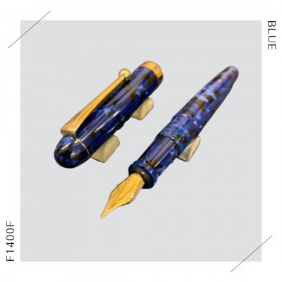 【青】手作り万年筆1本(F1400F)コンバーターとサービスインク付
