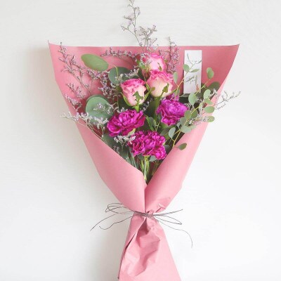 【母の日フラワーギフト】 生花ブーケ「シアワセ」花器セット