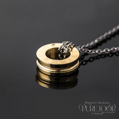 管理医療機器　純チタン永久磁気ネックレス　PURE　LOOP　OZ　リングゴールド　50cm