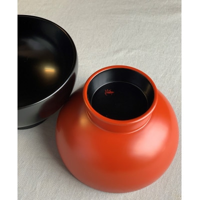 塗り布着せ椀(黒、洗朱)セット