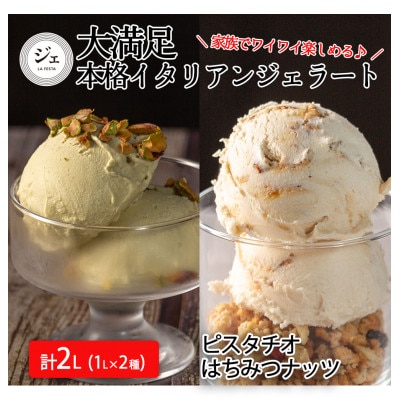 大満足!＼訳ありサイズ/本格イタリアンジェラート ピスタチオ はちみつナッツ 2種セット(各1L)