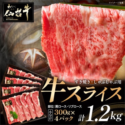 仙台牛スライス　すき焼き・しゃぶしゃぶ用　300g×4