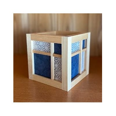 キューブ型あんどん「和あそ美cube」青