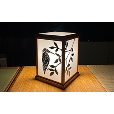 笹木木工×早川鉄兵コラボの切り絵のあんどん(カワセミ)